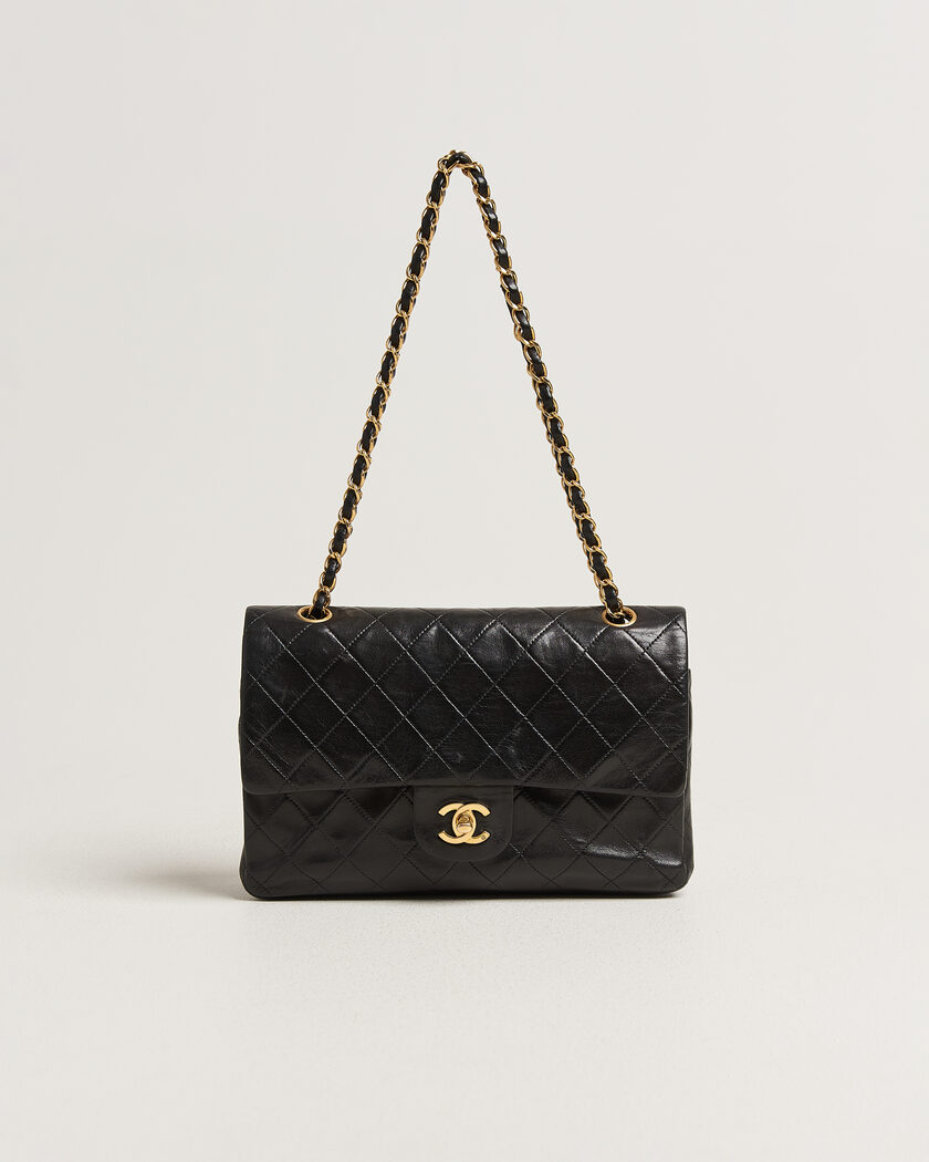 Chanel Pre-Owned Classic Medium Double Flap Bag Lambskin Black – Nero