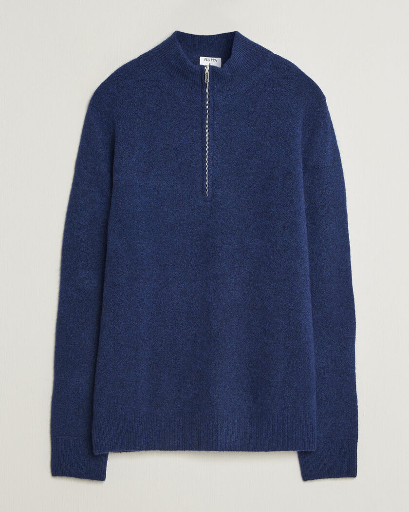 Filippa K Andrew Yak Knitted Half Zip Deep Blue – Blu