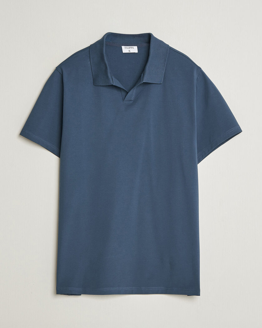 Filippa K Soft Lycra Polo T-Shirt Stone Blue – Blu