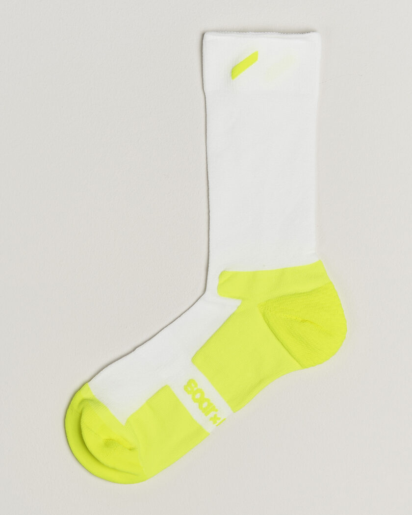 SOAR Running Crew Race Socks White/Fluro Yellow – Bianco