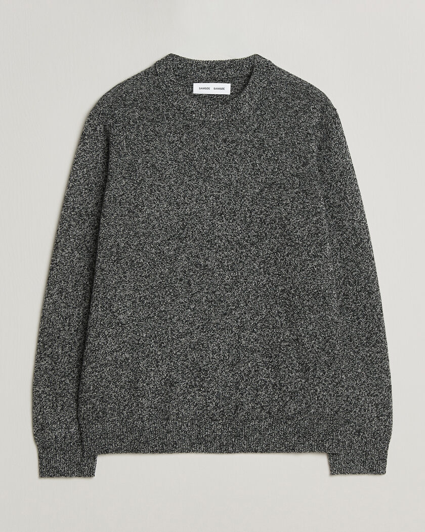 Samsøe Samsøe Isak Knitted Crew Neck Black White Melange – Grigio