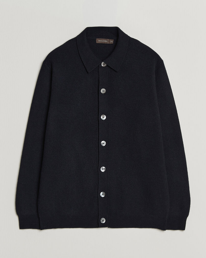 Oscar Jacobson Federico Wool/Cashmere Cardigan Navy – Blu