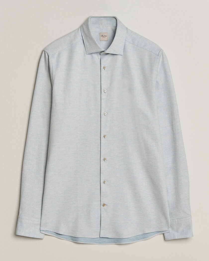 Stenströms Slimline Flannel Shirt Light Blue – Blu