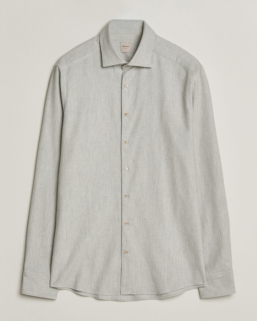 Stenströms Slimline Flannel Shirt Light Grey – Grigio