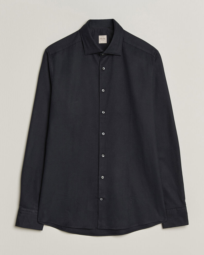 Stenströms Slimline Flannel Shirt Black – Nero