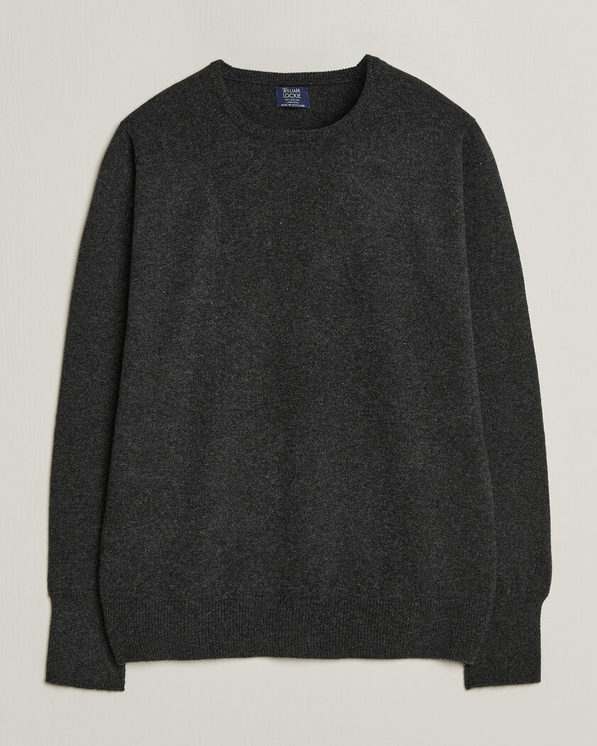 William Lockie Rob Lambswool Crewneck Charcoal – Grigio