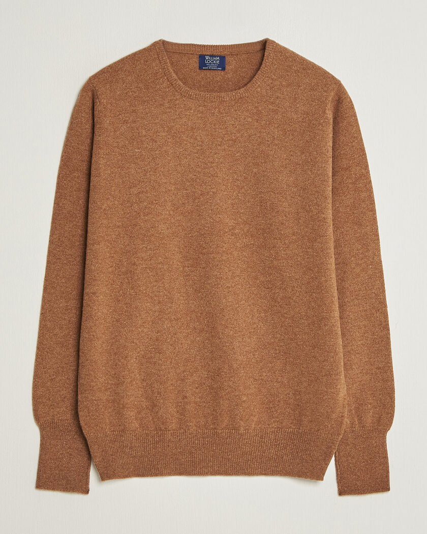 William Lockie Rob Lambswool Crewneck Driftwood – Marrone