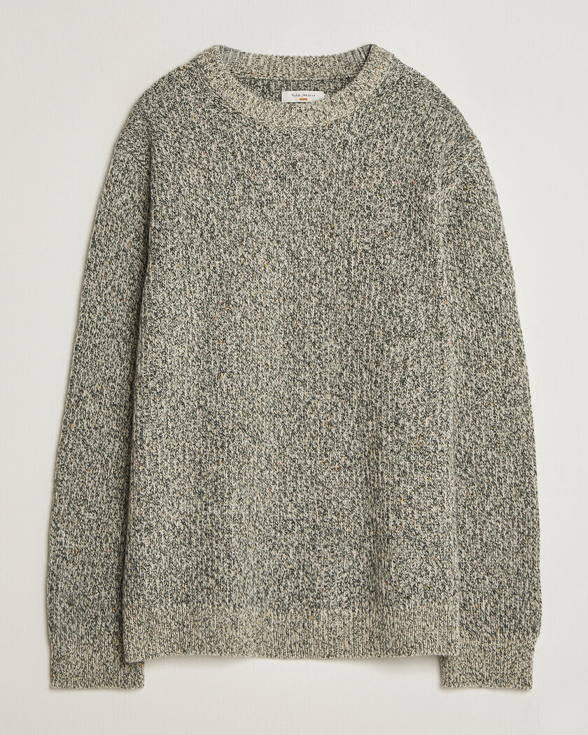 Nudie Jeans August Wool Rib Knitted Sweater Green Melange – Verde