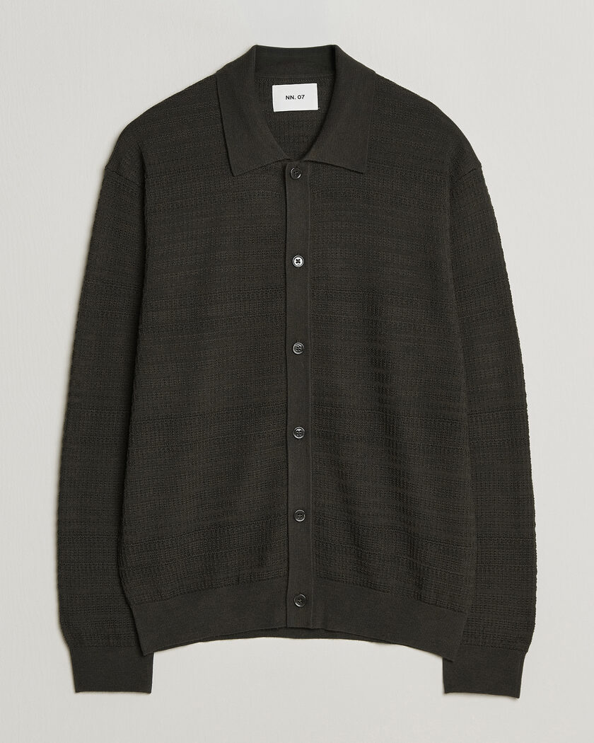 NN07 Nate Wool Knitted Cardigan Dark Army – Verde