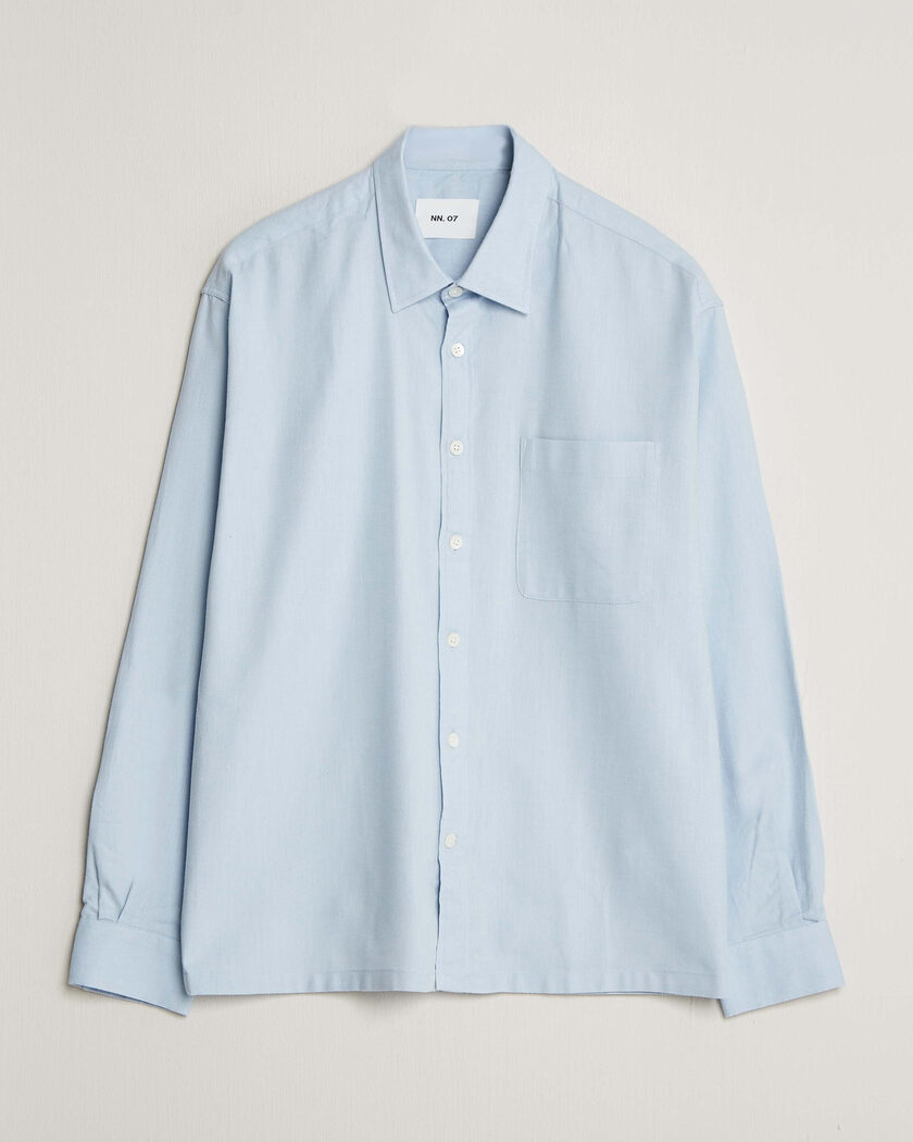 NN07 Deon Brushed Light Flannel Shirt Sky Mist – Blu