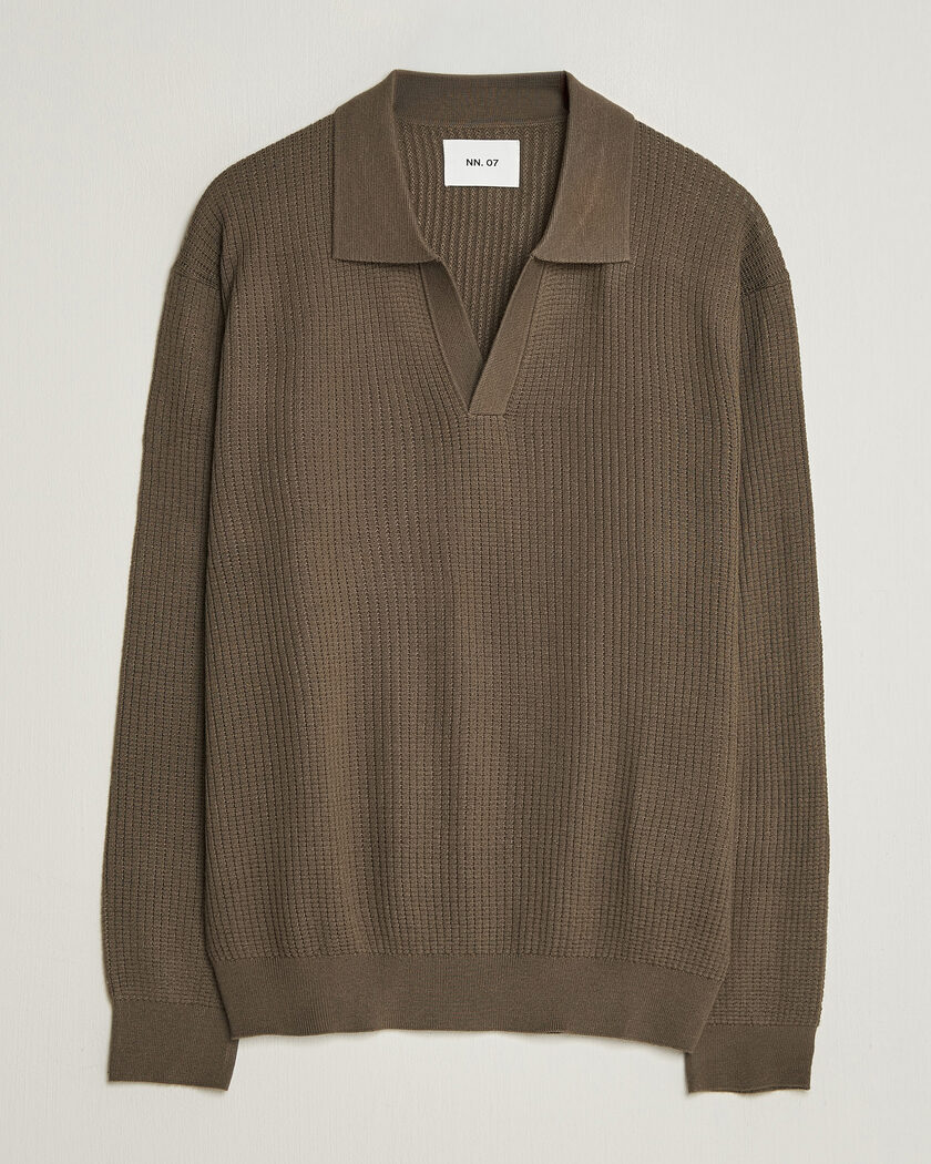 NN07 Nate Wool Knitted Polo Mable Husk – Marrone