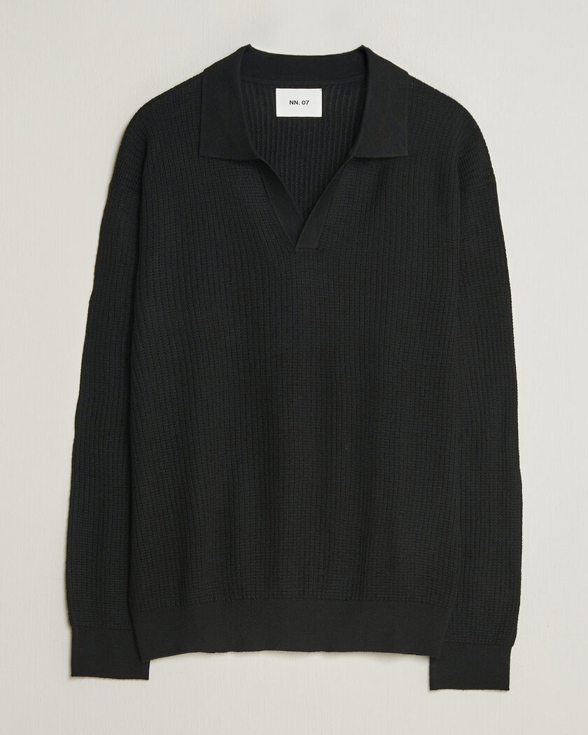 NN07 Nate Wool Knitted Polo Black – Nero