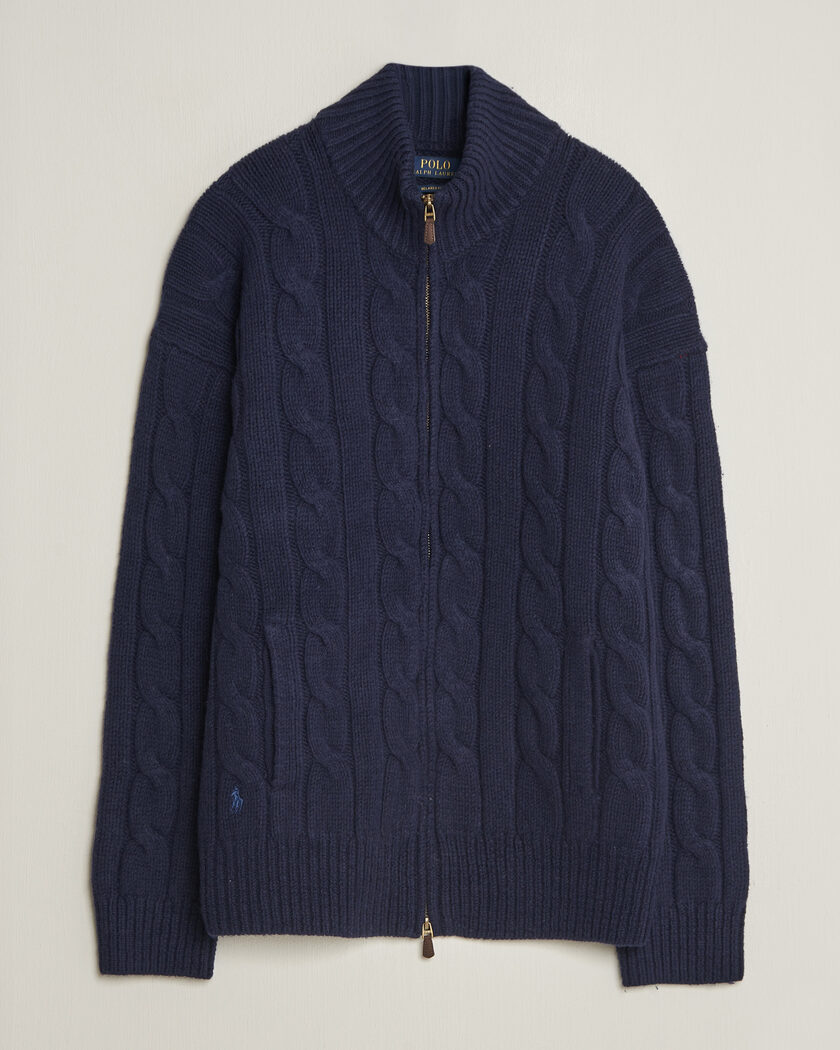 Polo Ralph Lauren Wool/Alpaca Cable Full-Zip Hunter Navy – Blu