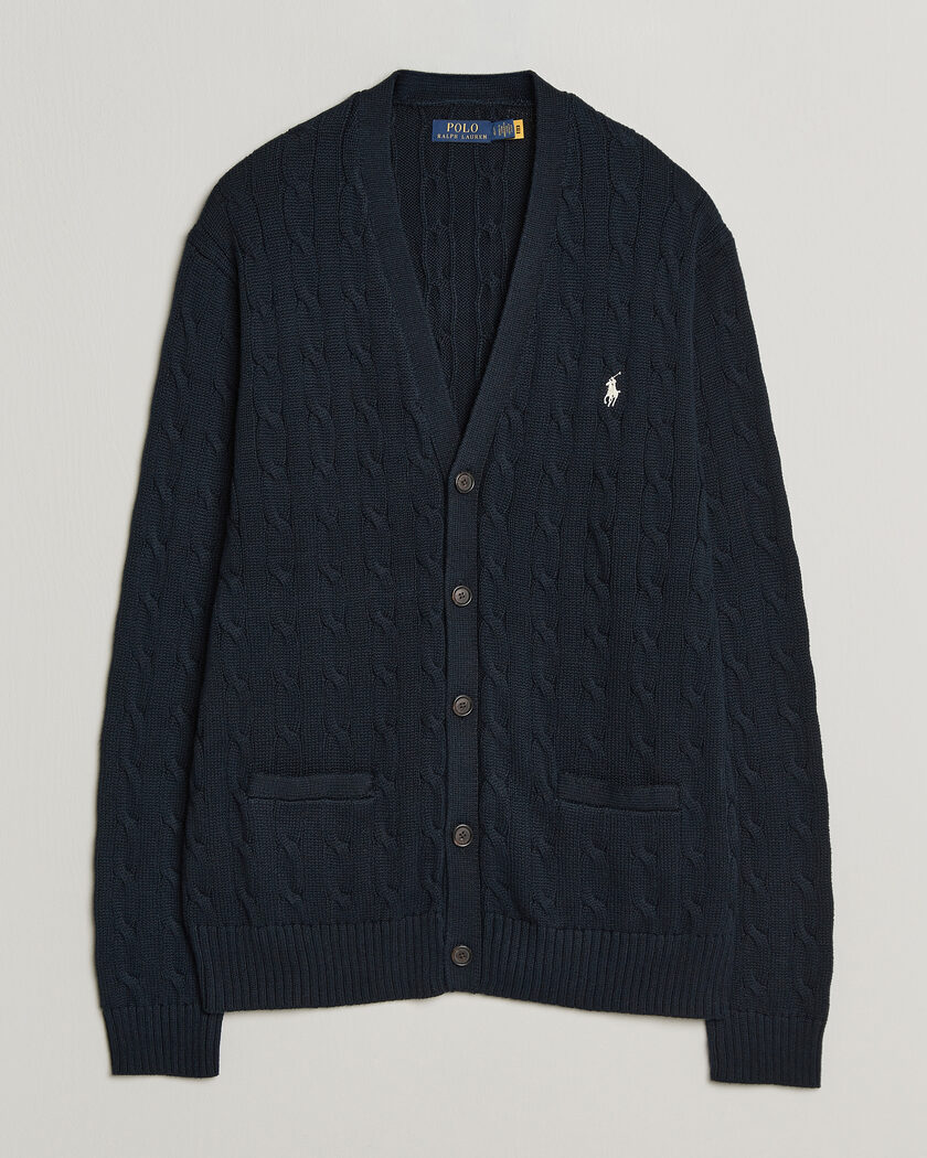 Polo Ralph Lauren Cotton Cable Cardigan Hunter Navy – Blu