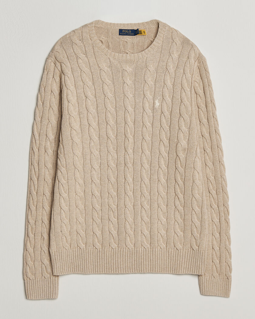 Polo Ralph Lauren Cotton Cable Pullover Jicama Brown Heather – Marrone