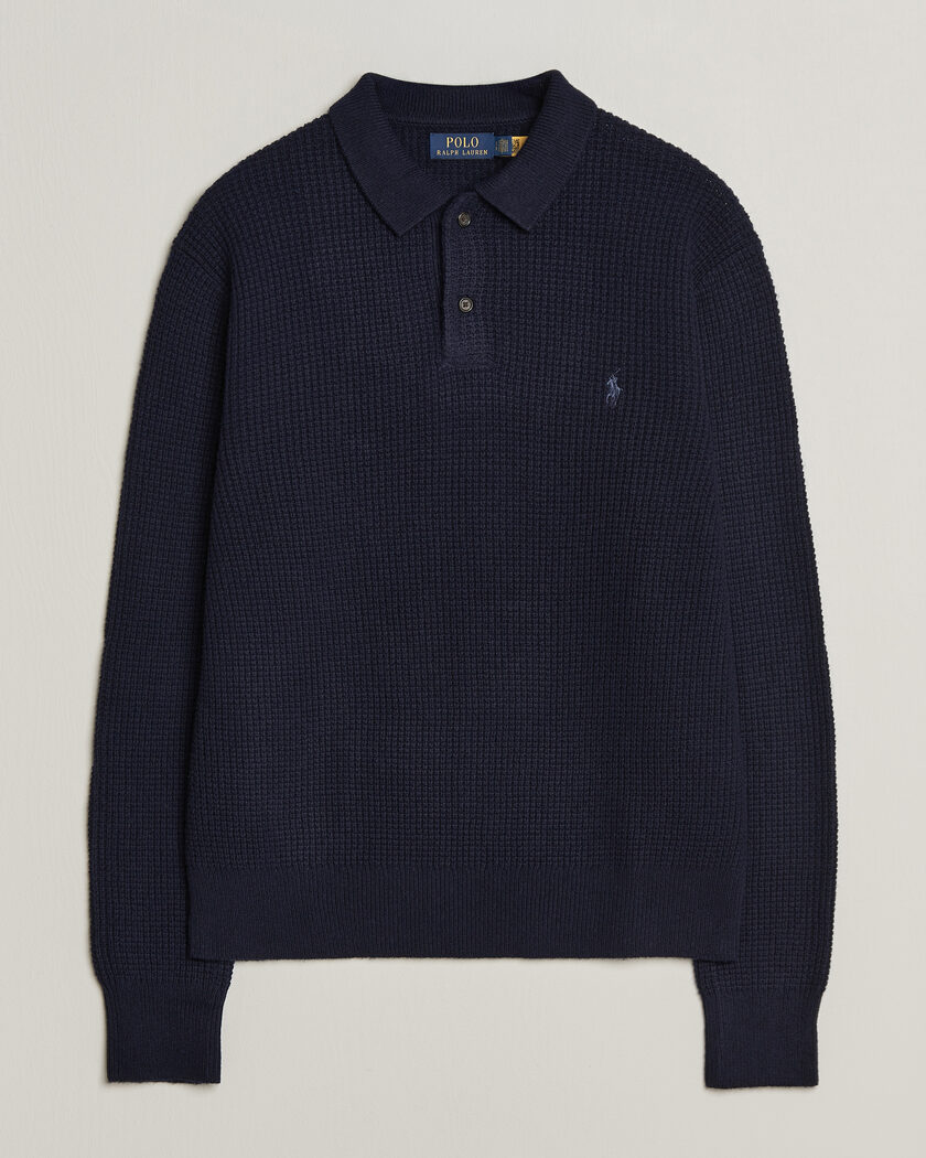 Polo Ralph Lauren Wool/Cotton Knitted Polo Hunter Navy – Blu