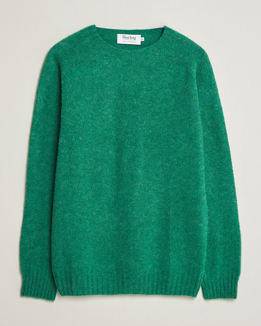 Harley Of Scotland Brushed Supersoft Lambswool Crewneck Evergreen – Verde