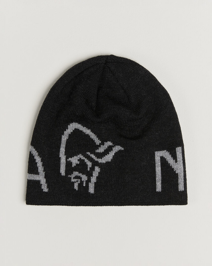 Norrøna Mid Merino Wool Logo Beanie Caviar Melange – Nero