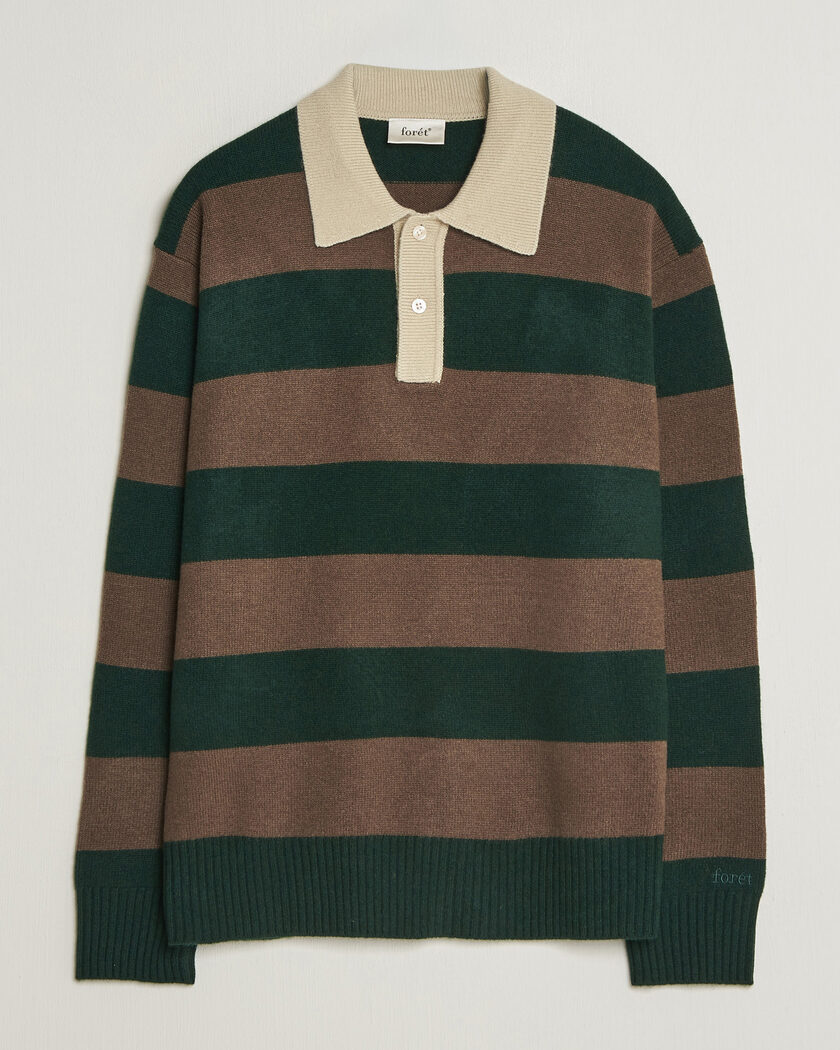 Forét Frost Stripe Knit Polo Deep Green – Verde