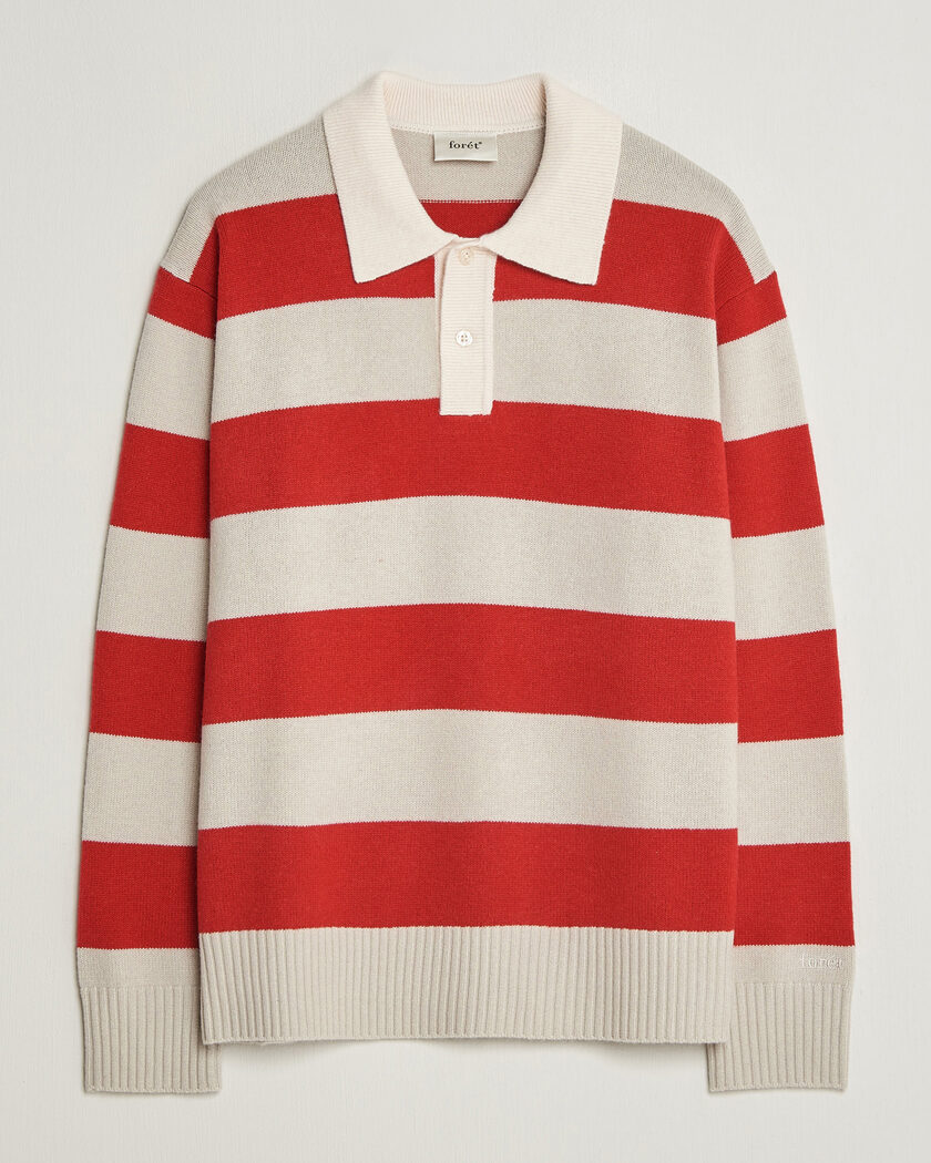 Forét Frost Stripe Knit Polo Red – Rosso