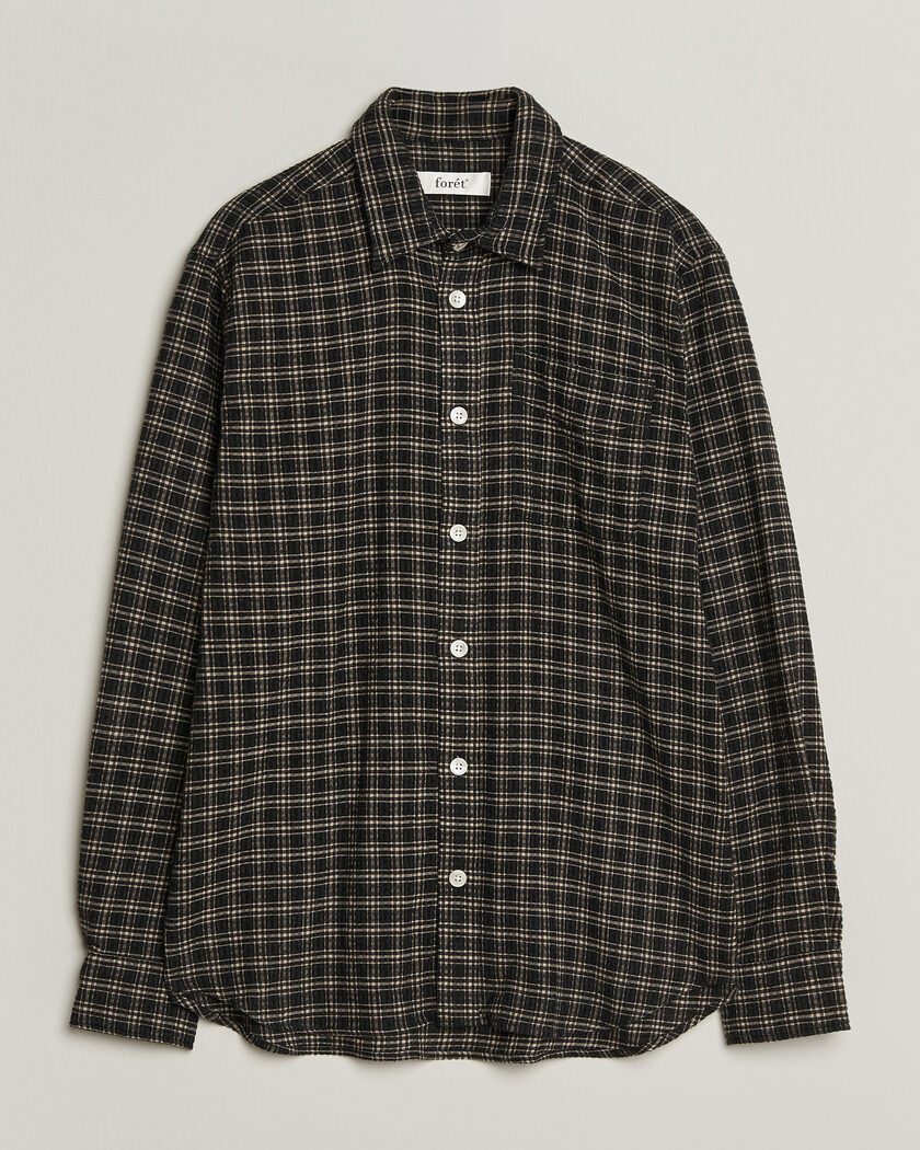 Forét Form Regular Fit Italian Check Shirt Black – Nero