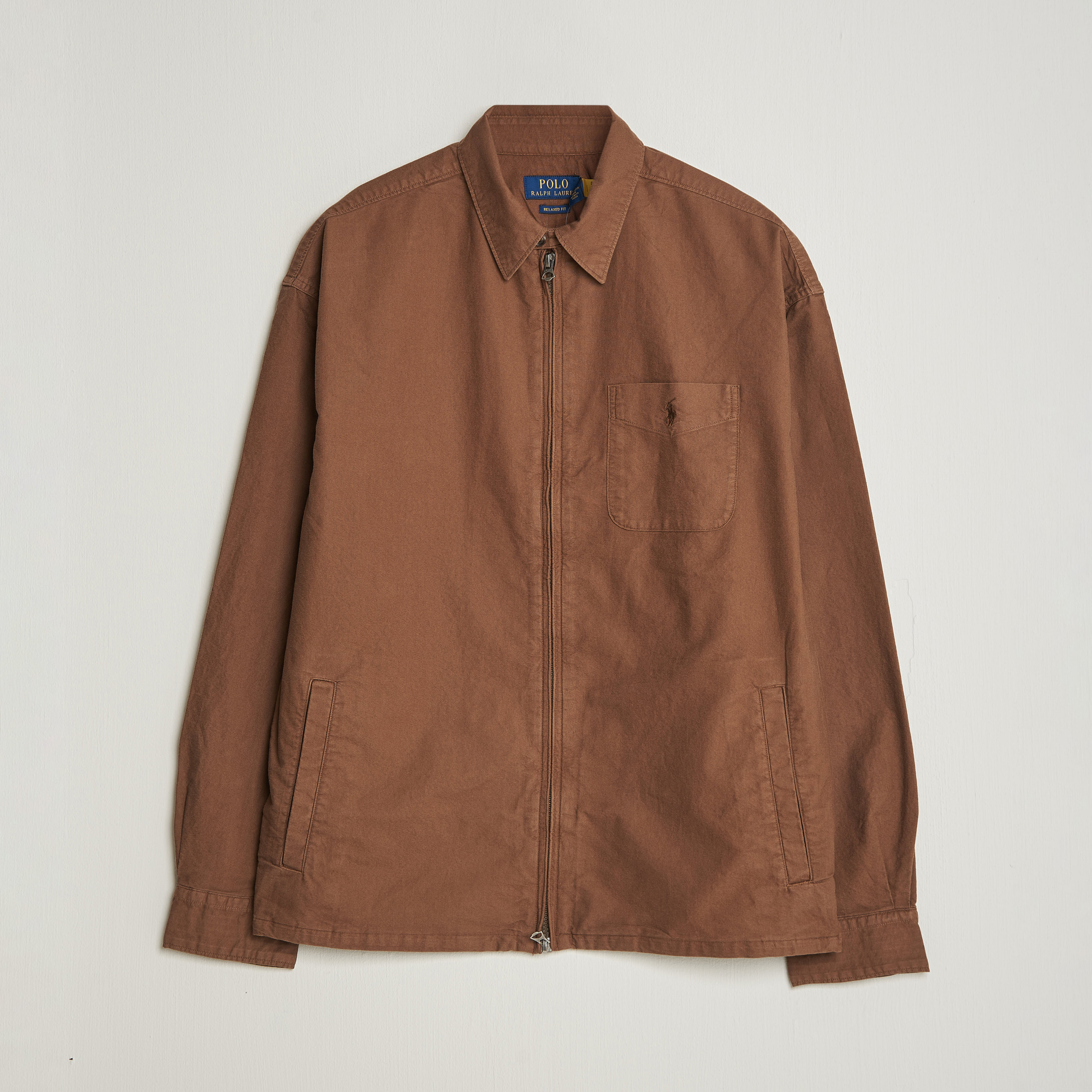 Polo Ralph Lauren Osaca Oxford Zip Overshirt Chestnut – Marrone