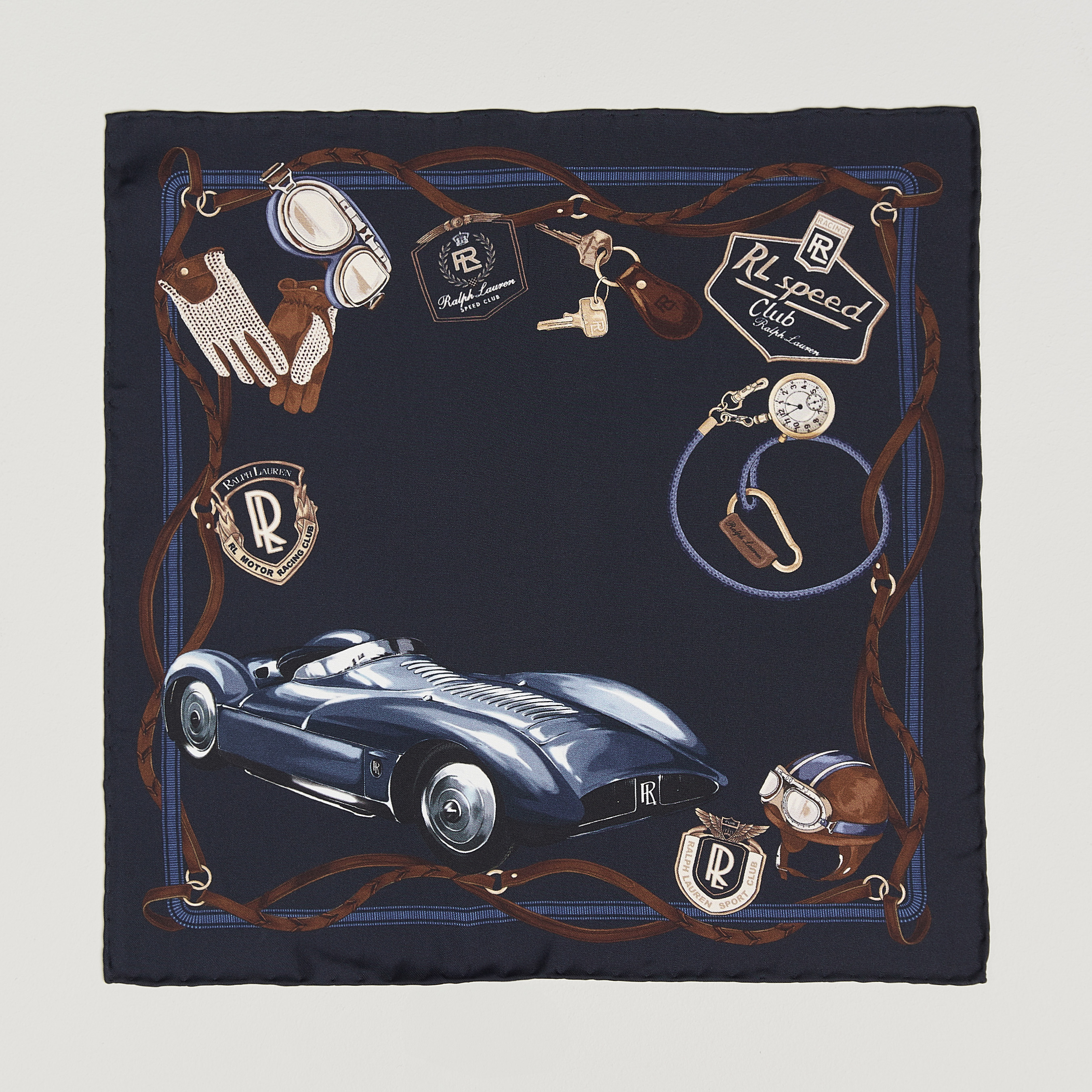 Ralph Lauren Purple Label Speed Club Silk Pocket Square Navy – Blu