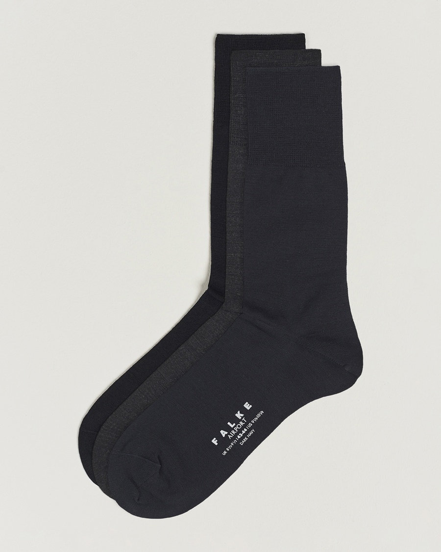 Falke 3-Pack Airport Socks Dark Navy/Black/Anthracite – Blu