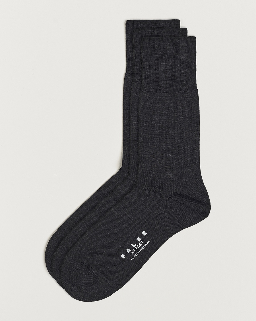 Falke 3-pack Airport Socks Anthracite Melange – Grigio