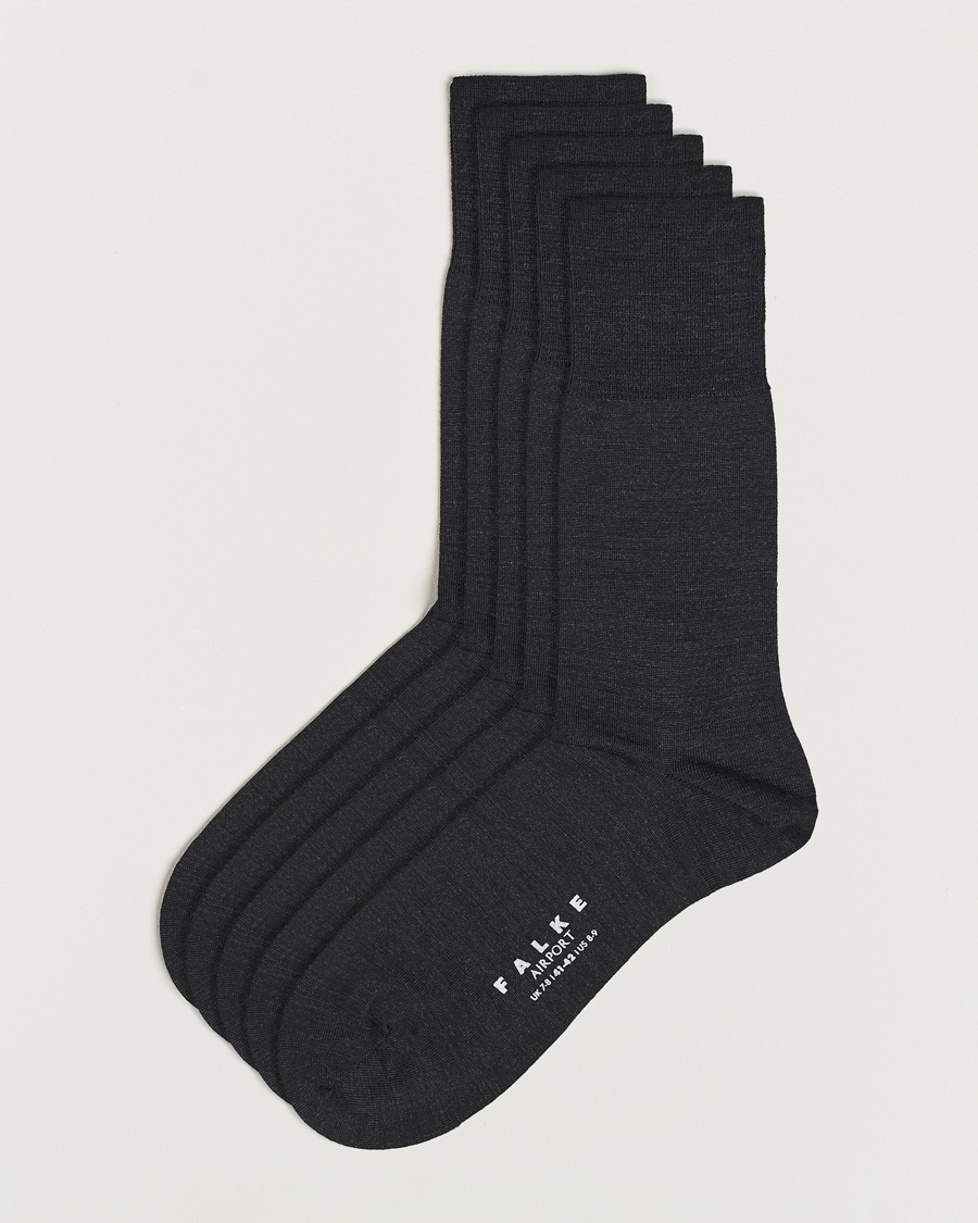 Falke 5-Pack Airport Socks Anthracite Melange – Grigio