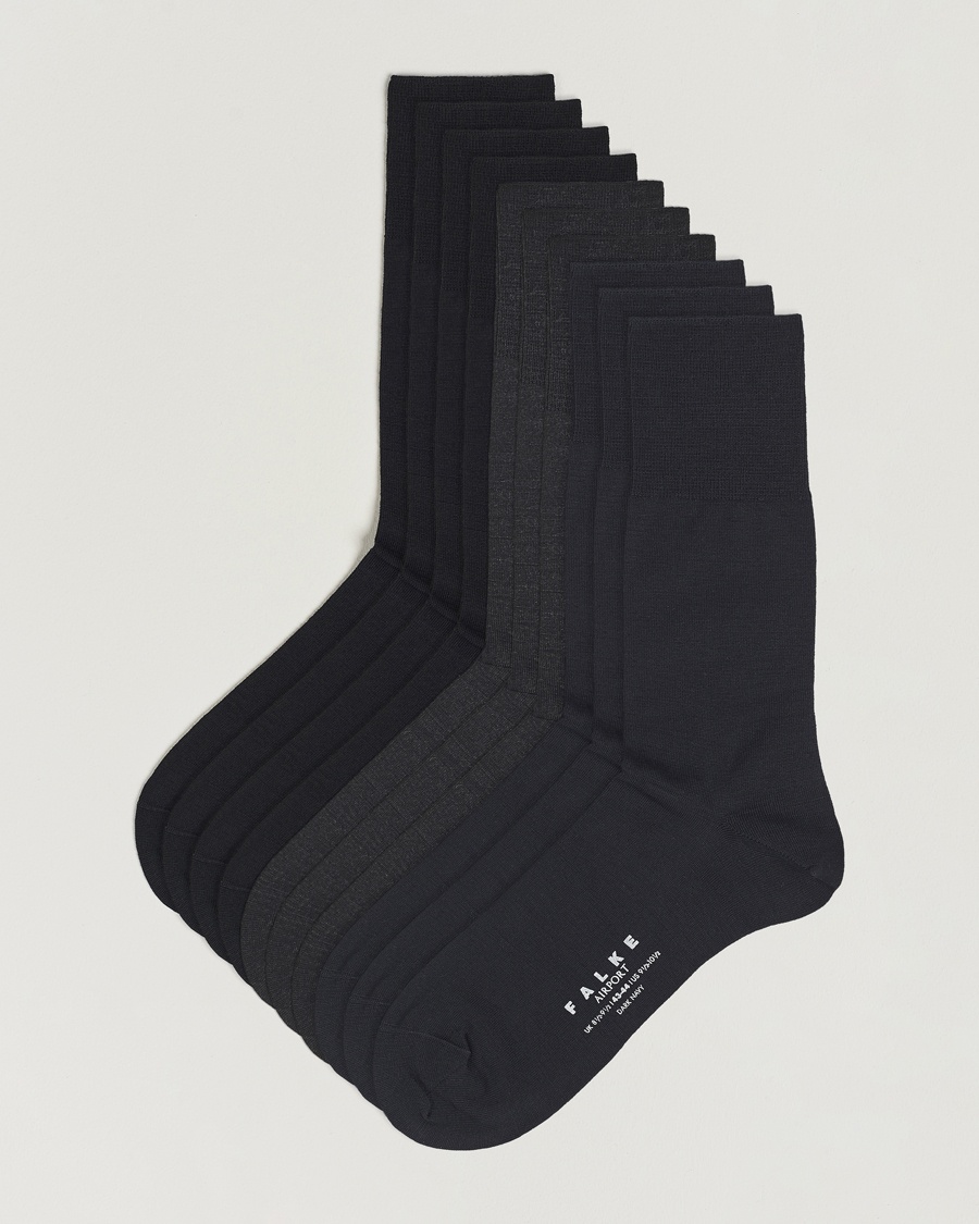 10-Pack Airport Socks Black/Dark Navy/Anthracite Melange – Blu