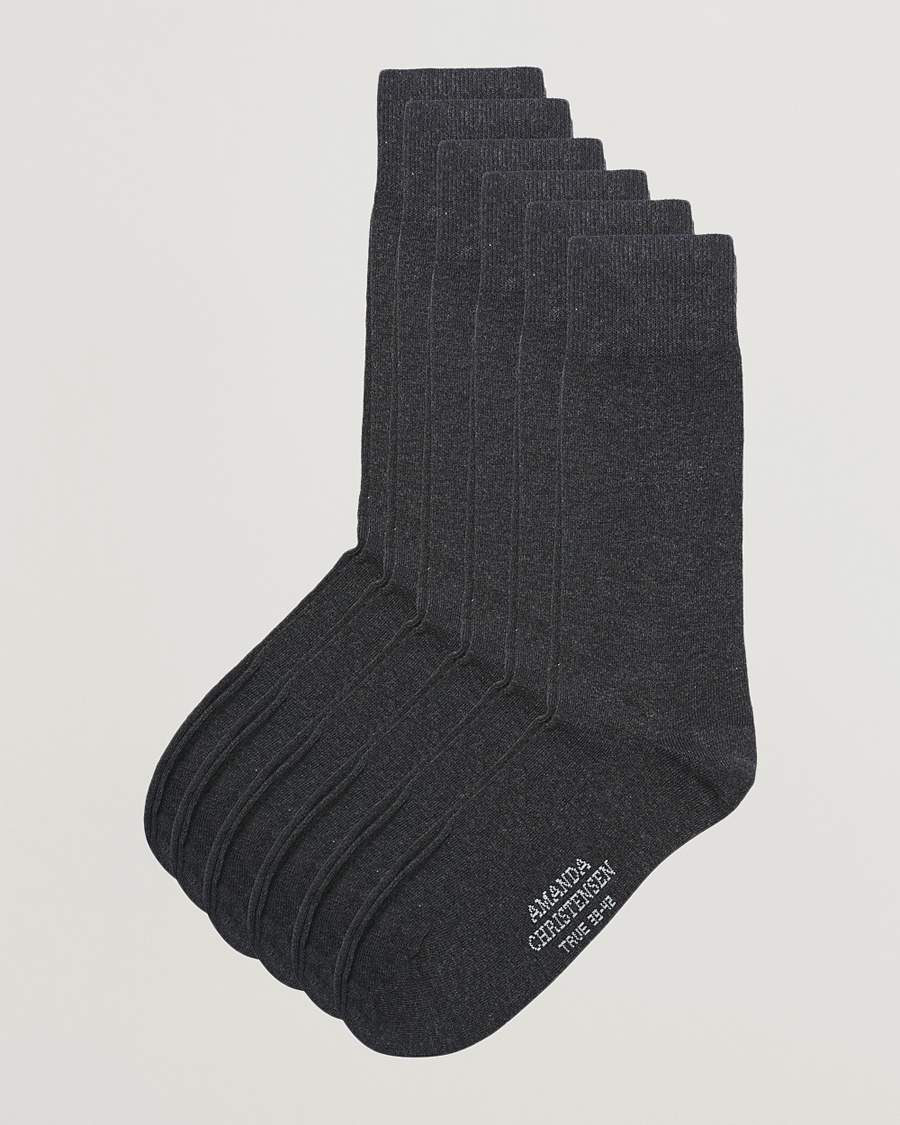Amanda Christensen 6-Pack True Cotton Socks Antrachite Melange – Grigio