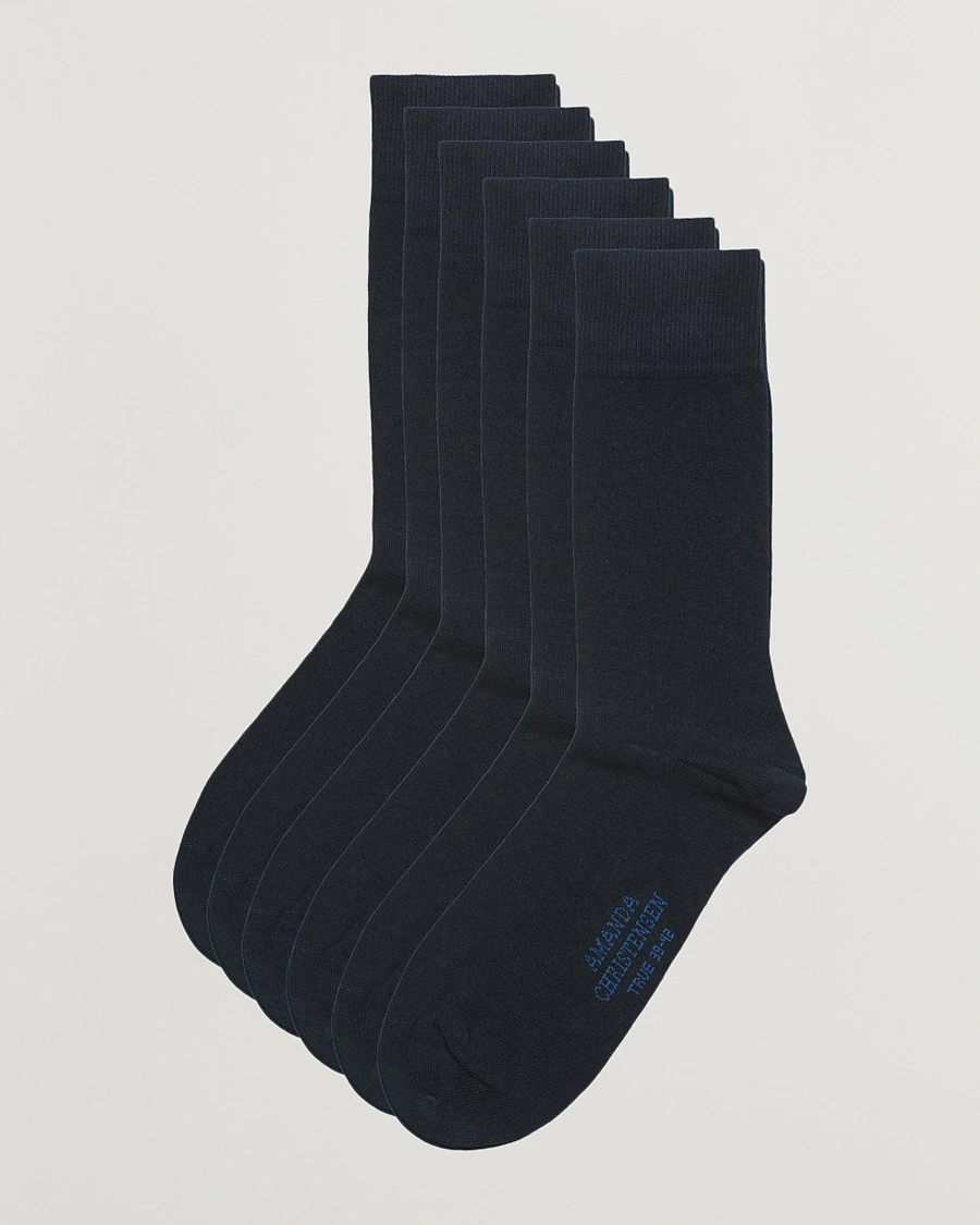 Amanda Christensen 6-Pack True Cotton Socks Dark Navy – Blu