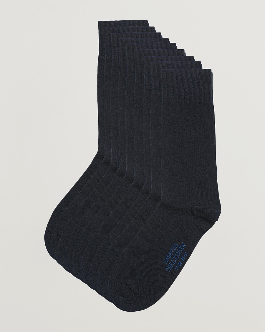 Amanda Christensen 9-Pack True Cotton Socks Dark Navy – Blu