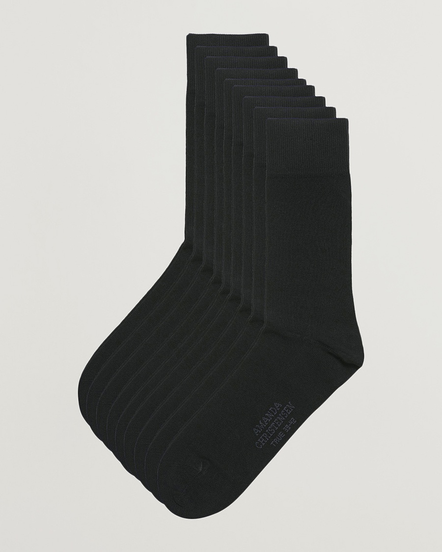Amanda Christensen 9-Pack True Cotton Socks Black – Nero