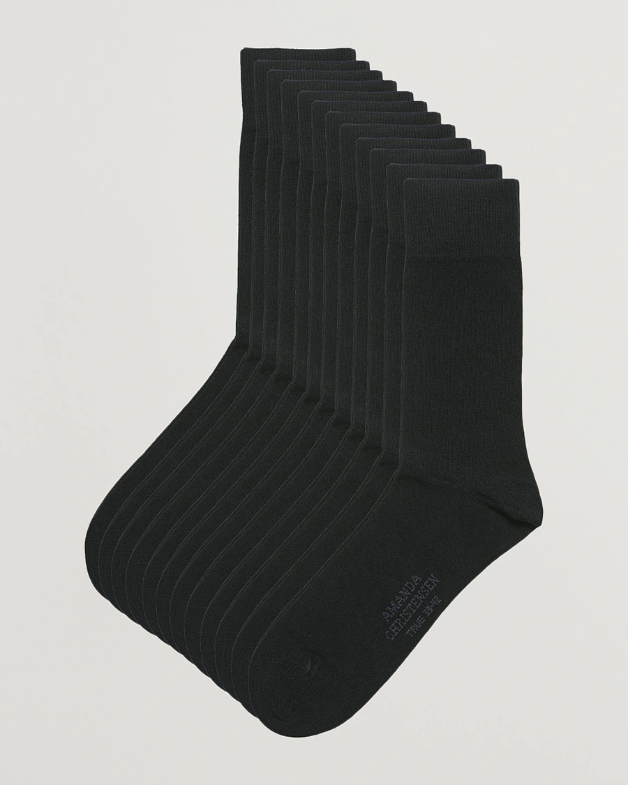 Amanda Christensen 12-Pack True Cotton Socks Black – Nero