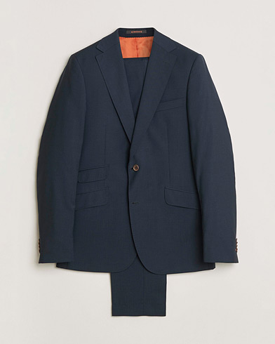 Pre-owned Morris Wool Suit Navy Check 150 – Blu