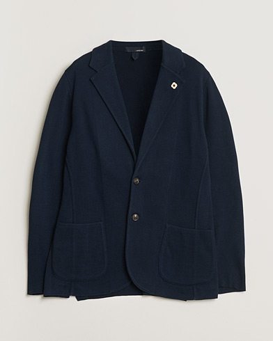 Pre-owned Lardini Knitted Cotton Blazer Navy M – Blu
