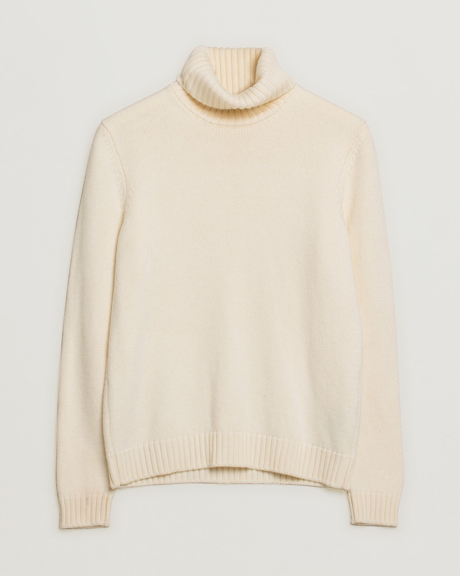 Pre-owned Zanone Virgin Merino Wool Rollneck Latte – Bianco