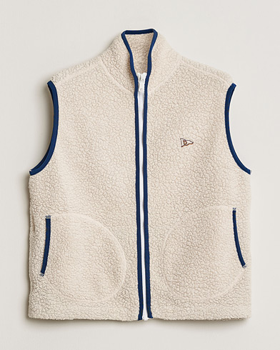 Pre-owned Drake's Zip Through Fleece Vest Ecru S – Bianco
