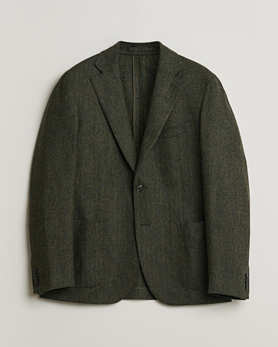Pre-owned L.B.M. 1911 Herringbone Wool Blazer Green 52 – Verde