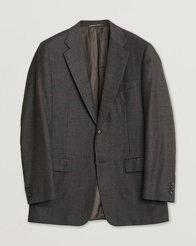 Pre-owned Corneliani Check Wool Blazer Brown 50 – Marrone