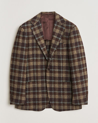 Pre-owned Ring Jacket Checked Wool Blazer Brown 50 – Marrone