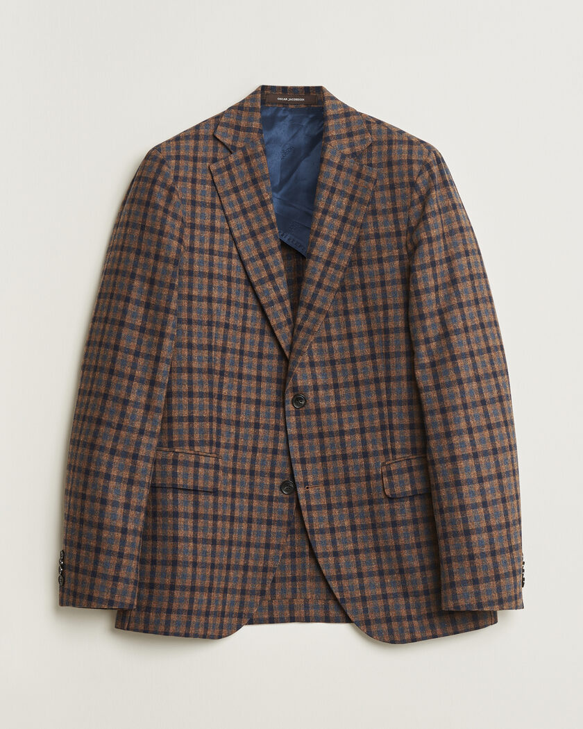 Pre-owned Oscar Jacobson Egel Checked Wool Blazer Brown 50 – Marrone