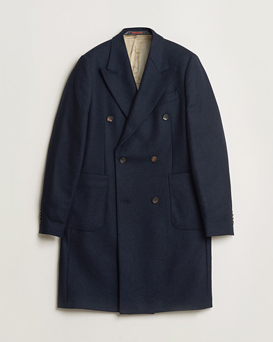 Pre-owned Morris Double Breasted Wool Coat Navy 48 – Blu