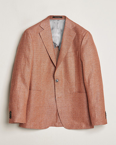 Pre-owned Oscar Jacobson Ferry Hopsack Hemp/Wool Blazer Orange 54 – Arancione