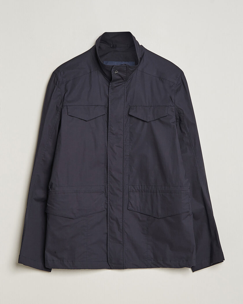 Pre-owned Herno Lightwieght Cotton Field Jacket Navy 50 – Blu