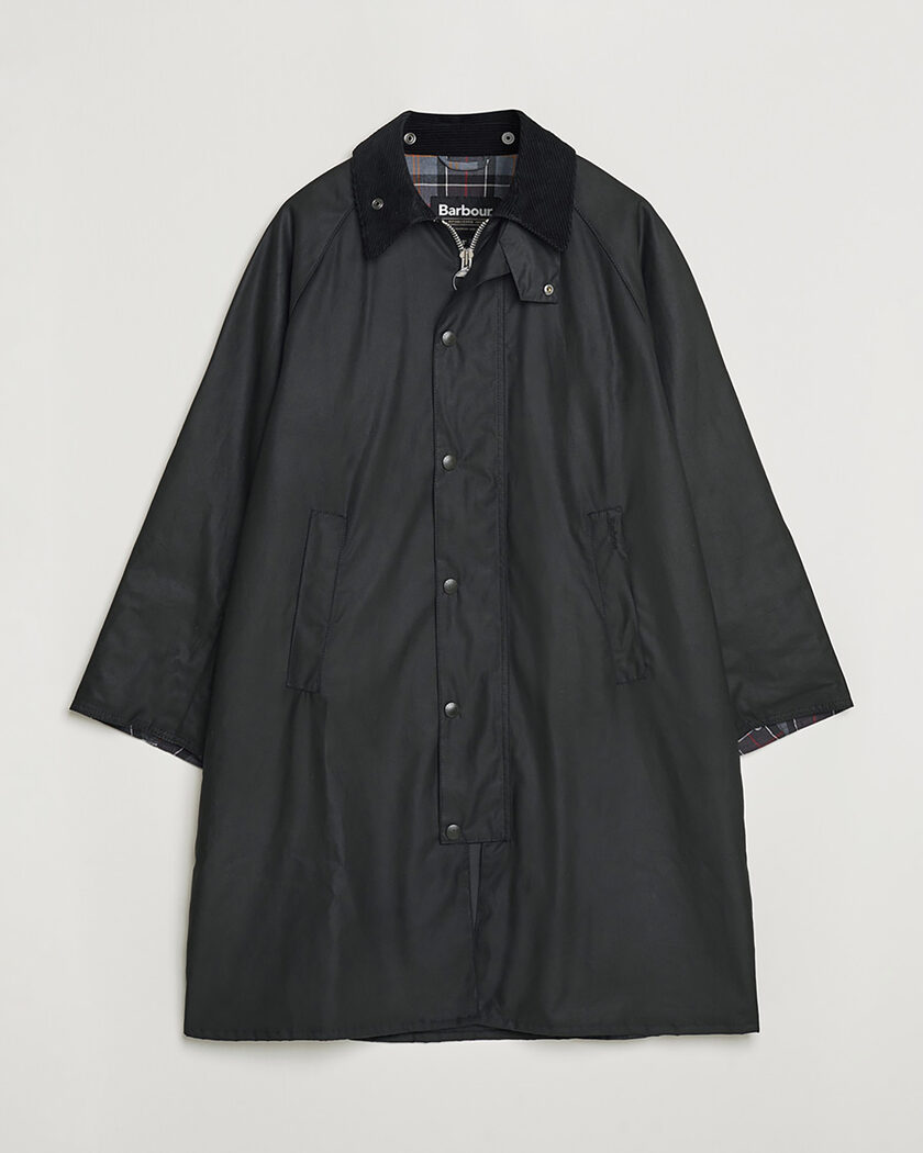 Pre-owned Barbour Heritage Modfied Exmoore Wax Coat Black UK38 - EU48 – Nero