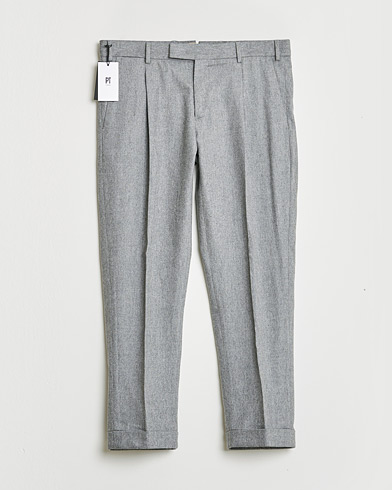 Pre-owned PT01 Pleated Wool Trousers Grey Melange 50 – Grigio