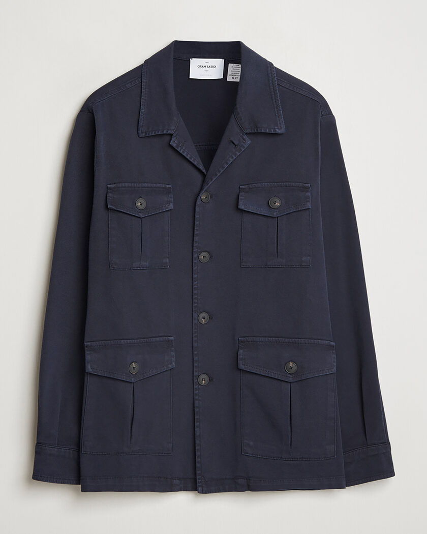 Pre-owned Gran Sasso Cotton Twill Safari Jacket Navy 50 – Blu